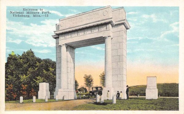 Vicksburg Mississippi Entrance To National Military Park, Vintage PC U15526