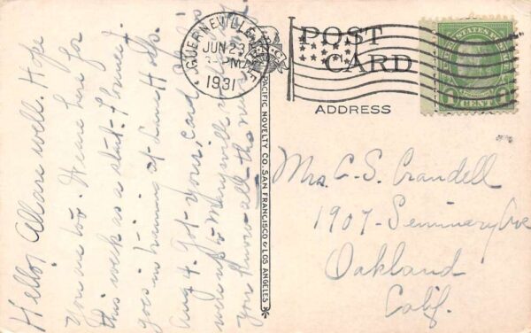 Rionido California Russian River, B/W Photo Print Vintage Postcard U15534 - Image 2