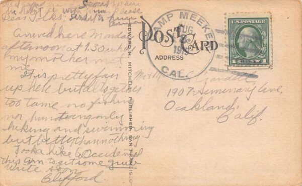 Camp Meeker California Lydia House, B/W Photo Print Vintage Postcard U15535 - Image 2
