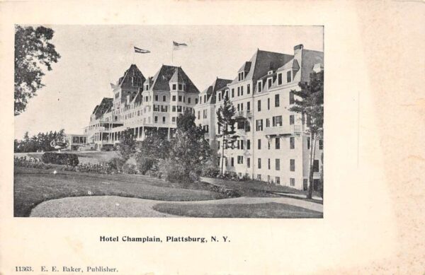 Plattsburg New York Hotel Champlain, Undivided Back, Vintage Postcard U15537