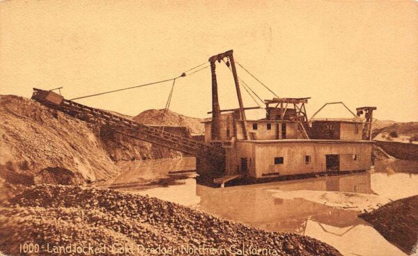 Northern California Land Locked Gold Dredger, Vintage Postcard U15539