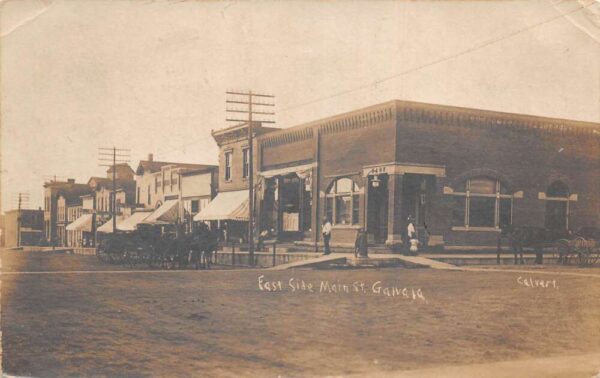 Galva Iowa East Side Main Street Bank Real Photo Postcard AA79299