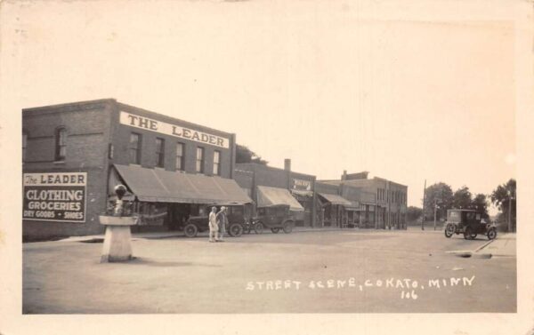 Cokato Minnesota Business District Street Scene Real Photo Postcard AA79308