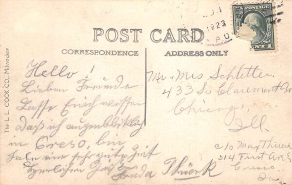 Cresco Iowa Multiview Greetings Court House School Real Photo PC AA79343 - Image 2