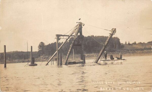 Houlton Maine Dredge Sunk Shipwreck Real Photo Vintage Postcard AA79347