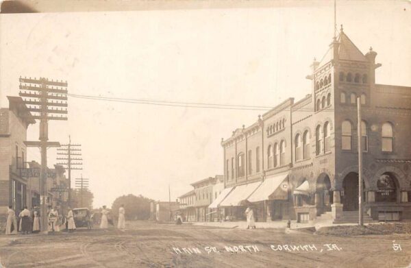Corwith Iowa Main Street Bank Real Photo Postcard AA79353