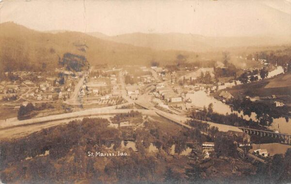 St Maries Idaho Birds Eye View Real Photo Vintage Postcard AA79359