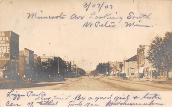 St Peter Minnesota Minnesota Avenue Looking South Real Photo Postcard AA79366