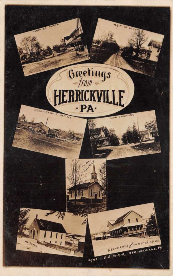 Herrickville Pennsylvania Multiview Greetings Main Street Real Photo PC AA79372