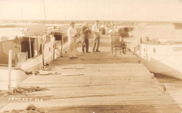 Long Key Florida Boating Pier Real Photo Vintage Postcard AA79382