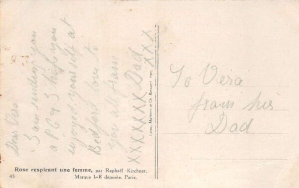 Lady Smelling Roses Signed Raphael Kirchner Vintage Postcard AA79385 - Image 2