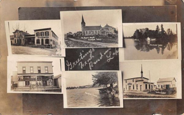 Random Lake Wisconsin Multiview Greetings Real Photo Vintage Postcard AA79408