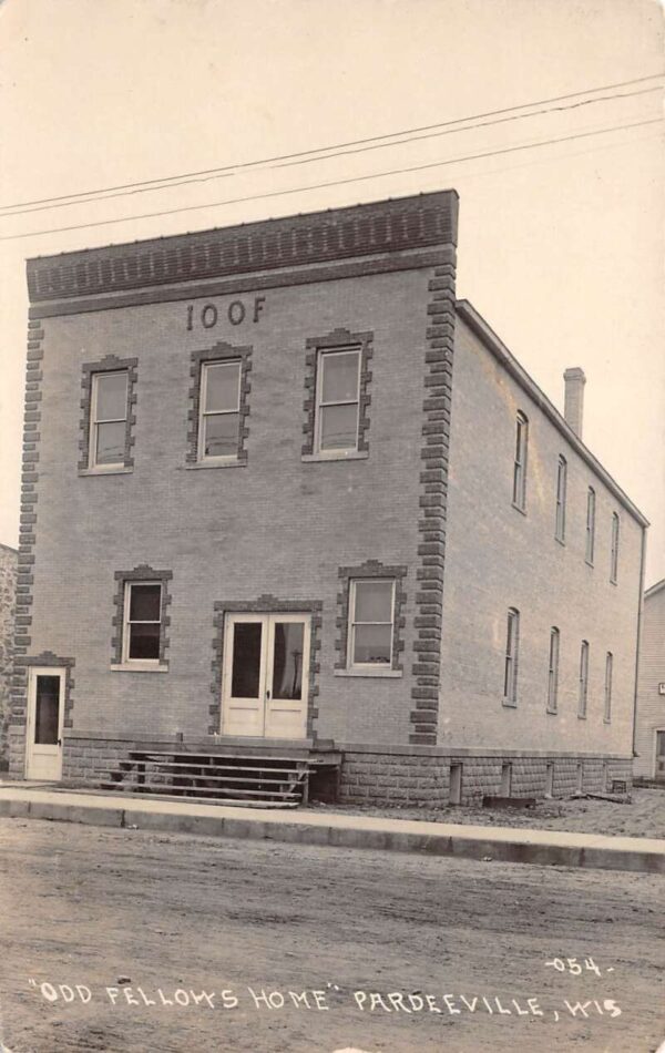 Pardeville Wisconsin Odd Fellows Home IOOF Building Real Photo Postcard AA79409