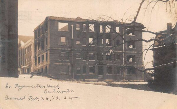Hanover New Hampshire Dartmouth Fayerweather Hall Fire Real Photo PC AA79418