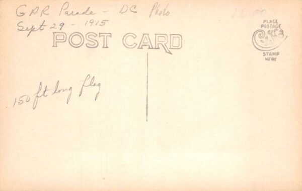Washington DC GAR Parade 150 Foot Flag Real Photo Vintage Postcard AA79425 - Image 2