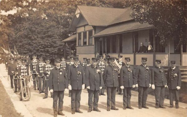 1914 Memorial Day Parade Marching Band Real Photo Vintage Postcard AA79437