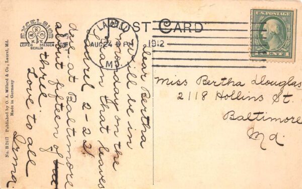 Laurel Maryland Washington Ave Baptist Church Vintage Postcard AA79448 - Image 2
