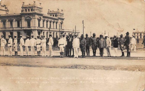 Veracruz Mexico General Funston Reviewing Naval Brigade Real Photo PC AA80867