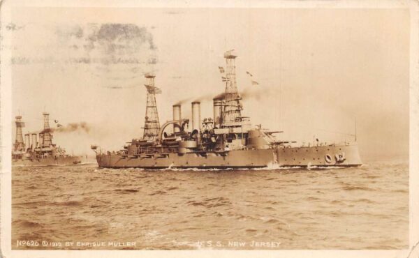 USS New Jersey Battleship US Navy Real Photo Vintage Postcard AA80868