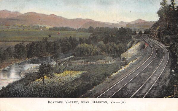 Elliston Virginia Roanoke Valley, Railroad Tracks, Vintage Postcard U16695