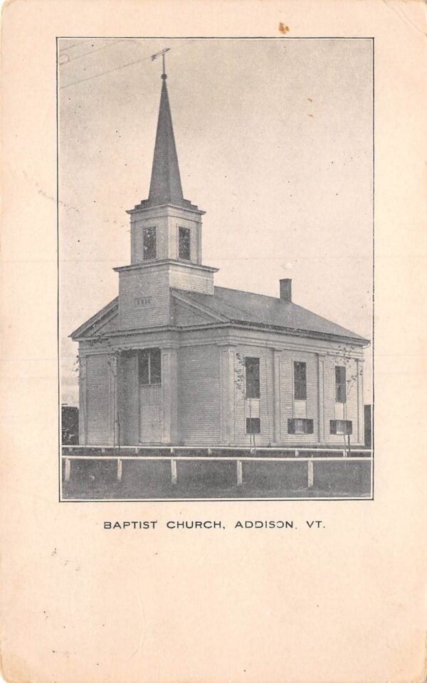 Addison Vermont Baptist Church, Undivided Back, Vintage Postcard U16714