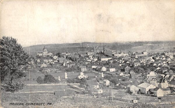 Somerset Pennsylvania Town View, B/W Lithograph Vintage Postcard U16716