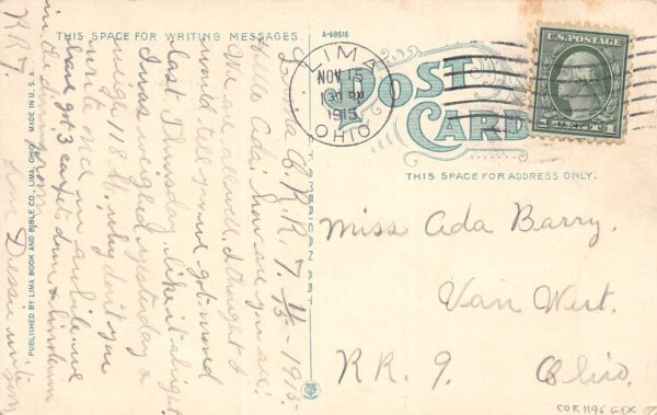 Lima Ohio State Hospital, Aerial View, White Border, Vintage Postcard U16729 - Image 2