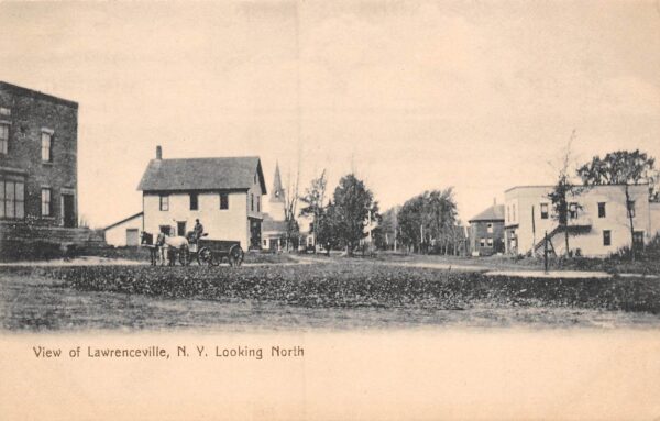 Lawrenceville New York Town View, Looking North, B/W Lithograph Postcard U16776