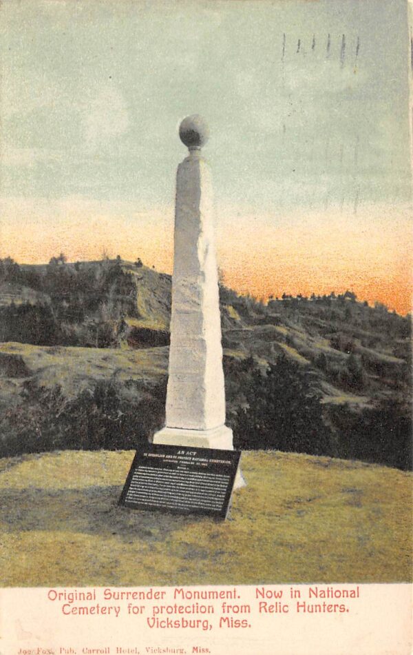 Vicksburg Mississippi Original Surrender Monument, National Cemetery, PC U16794