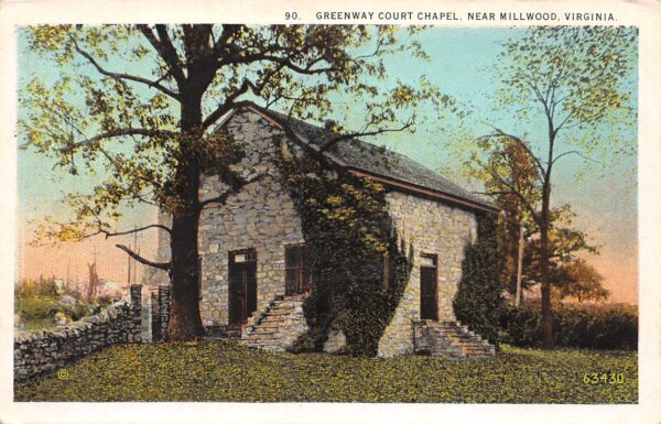 Millwood Virginia Greenway Court Chapel, White Border, Vintage Postcard U16803