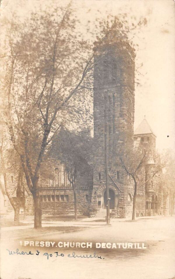 Decatur Illinois Presbyterian Church Real Photo Vintage Postcard AA80896