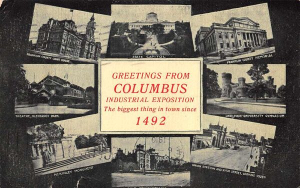 Columbus Ohio Industrial Expo Greetings Multiview Vintage Postcard AA80924