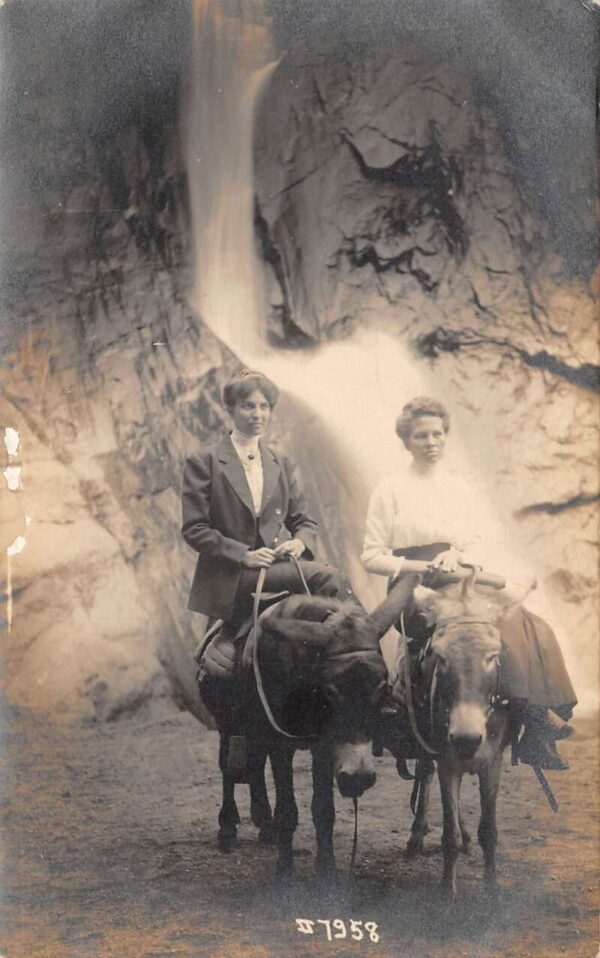 Colorado Springs Cheyenne Canon Ladies Riding Donkeys Real Photo PC AA80933