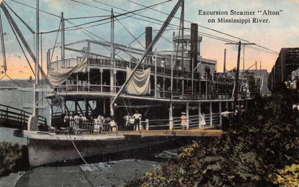 Mississippi River Excursion Steamer Alton Vintage Postcard AA80943
