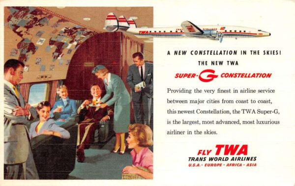 Trans World Airlines TWA Suger G Constellation Airplane Vintage Postcard AA80957