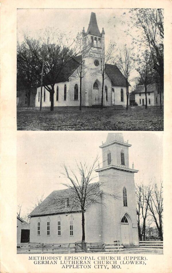 Appleton City Missouri Churches Vintage Postcard AA80977