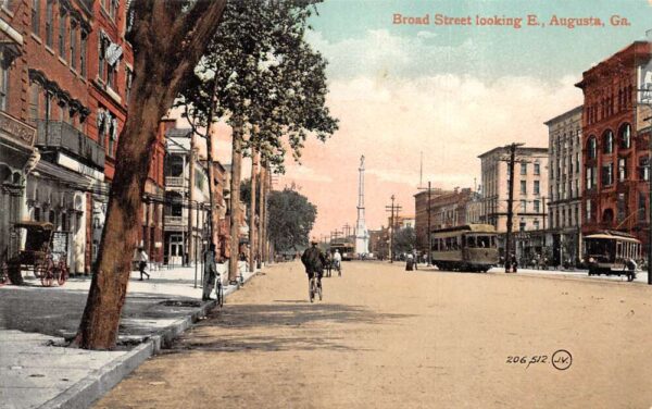 Augusta Georgia Broad Street looking East Vintage Postcard AA80985