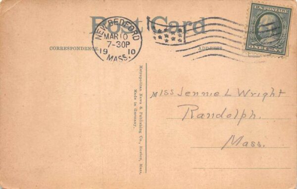 New Bedford Massachusetts Whaling Whalers Whale Head Vintage Postcard AA80997 - Image 2