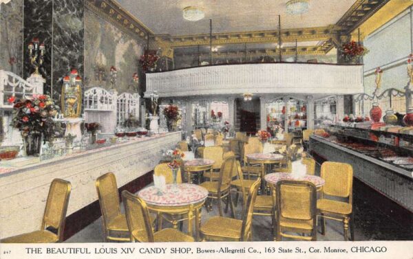 Chicago Illinois Louis XIV Candy Shop Interior Vintage Postcard AA81001