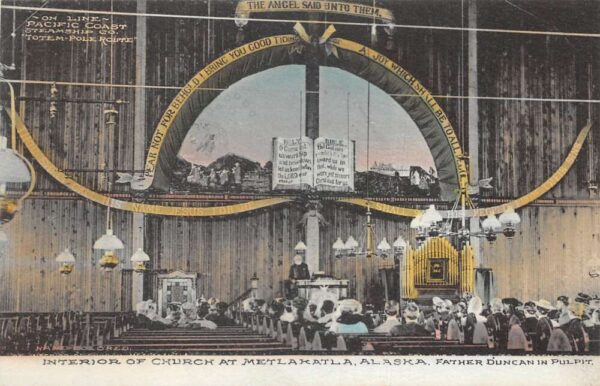 Metlakatla Alaska Church Interior Vintage Postcard AA81010
