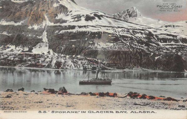 Glacier Bay Alaska SS Spokane Scenic View Vintage Postcard AA81012