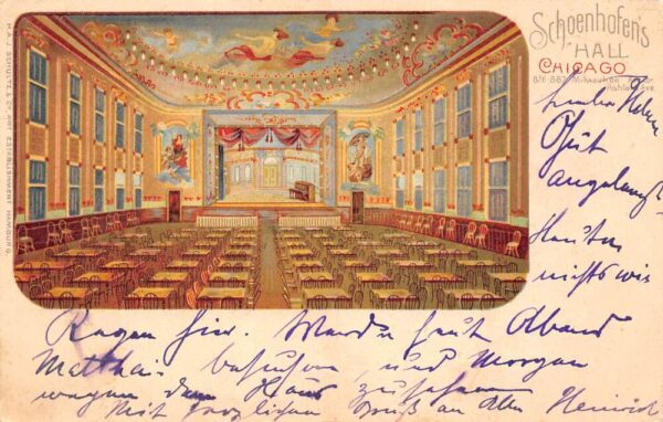 Chicago Illinois Schoenhofen's Hall, Undivided Back, Vintage Postcard U17807