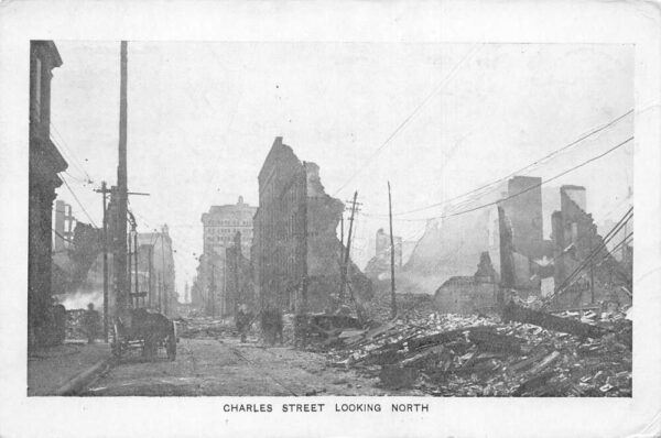 Baltimore Maryland Fire Disaster Charles Street Looking North Postcard AA82310