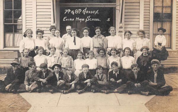 Exira Iowa High School 7th and 8th Grade Real Photo Postcard AA82316