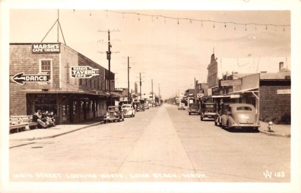 Long Beach Washington Main Street Looking North Real Photo Postcard AA82320