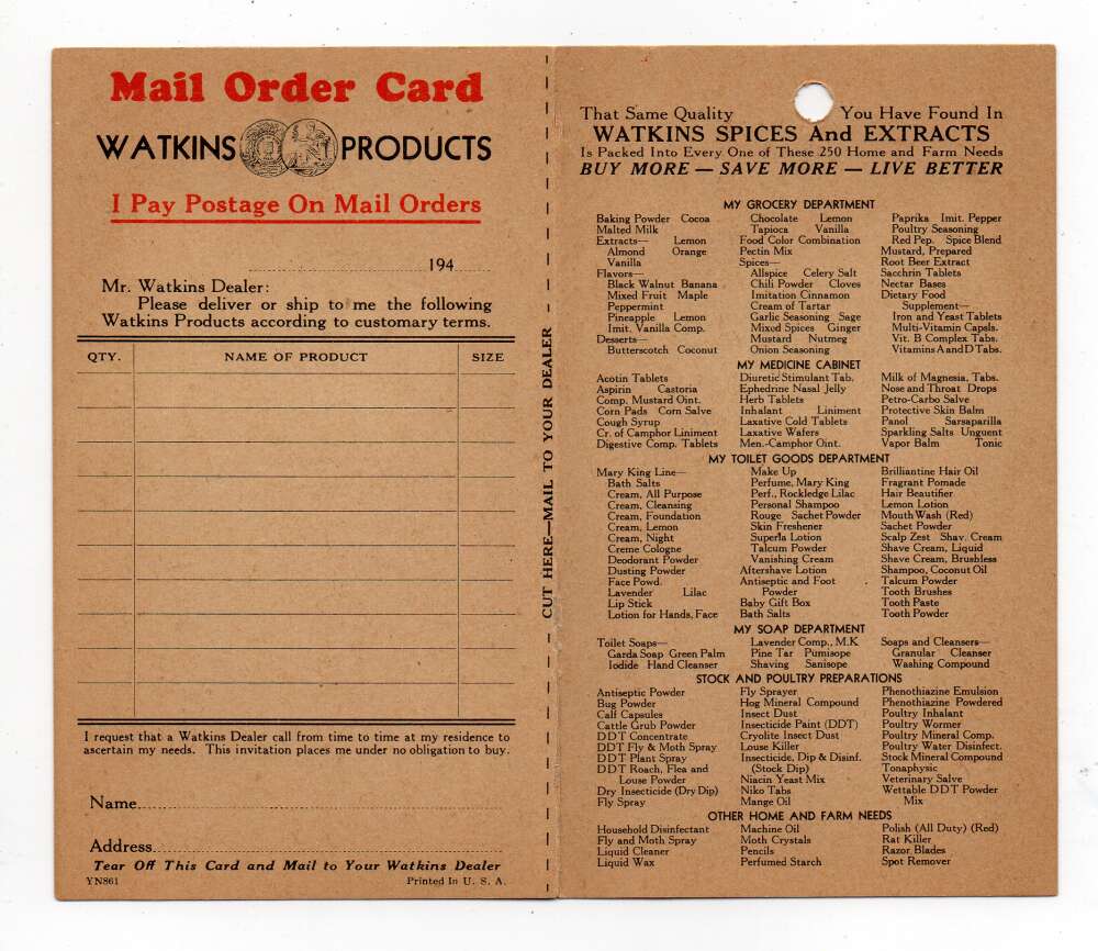 St Louis Missouri Watkins Spices and Extracts Fold Out Mail Order PC AA82326 - Image 2