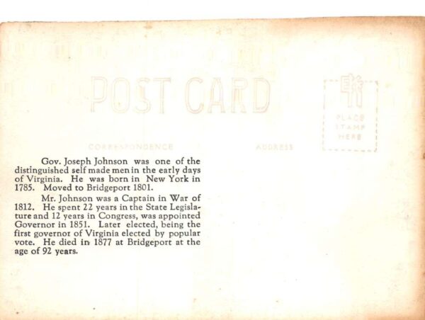 Bridgeport West Virginia Former Home of Governor Johnson Real Photo PC AA82340 - Image 2