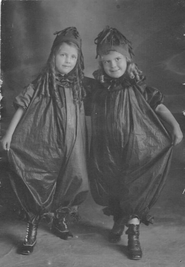 Two Girls in Costume Real Photo Vintage Postcard AA82378