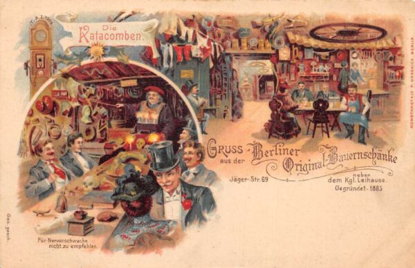 Berlin Germany Bauernschanke Katacomben Gruss aus Vintage Postcard AA82390