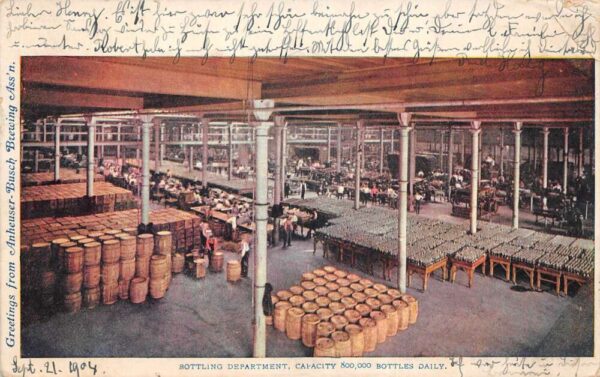 Anheuser Busch Brewery Bottling Department Interior Vintage Postcard AA82395